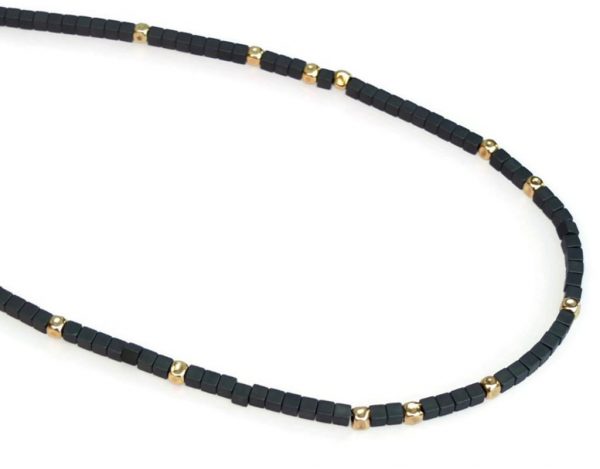 Black and gold necklace made of hematite