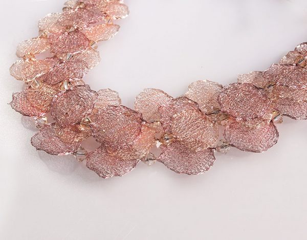 statement necklace in peach and dust rose
