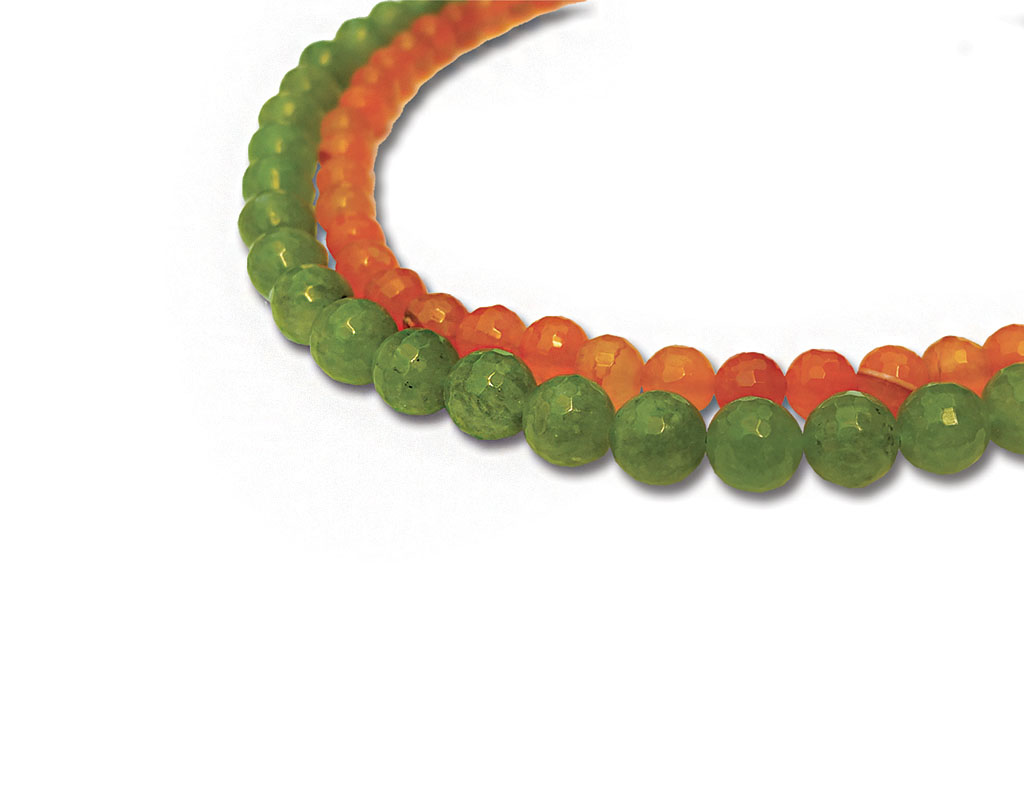 Gemstone green and orange bracelet for women
